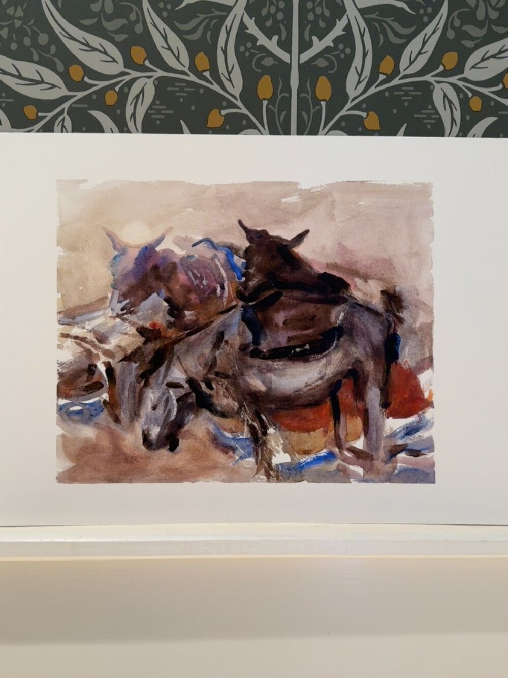 Original Donkey Watercolor Painting, 8x10 Western Farmhouse Rustic Animal Decor